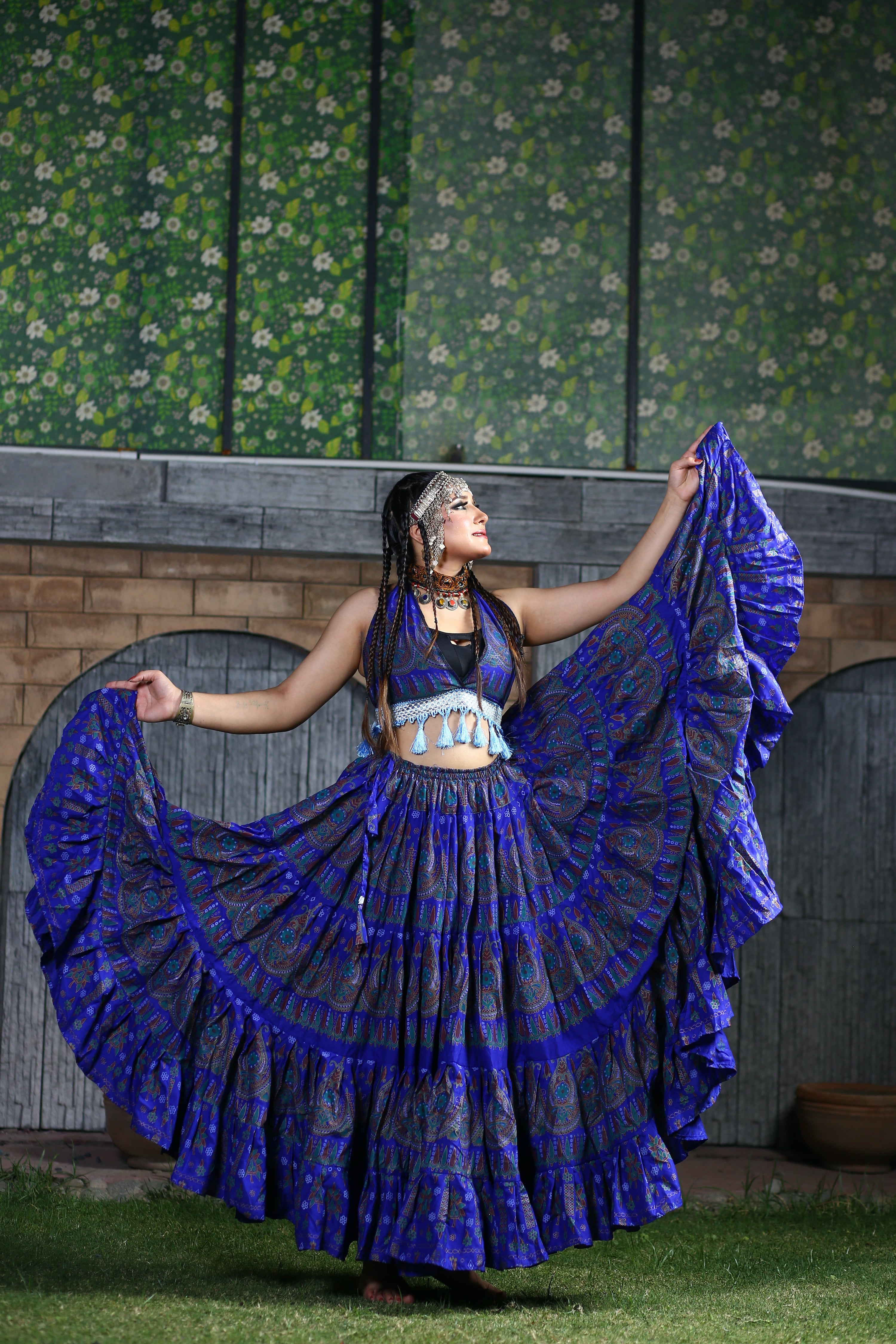 Block print beauty choli/halter top Blue