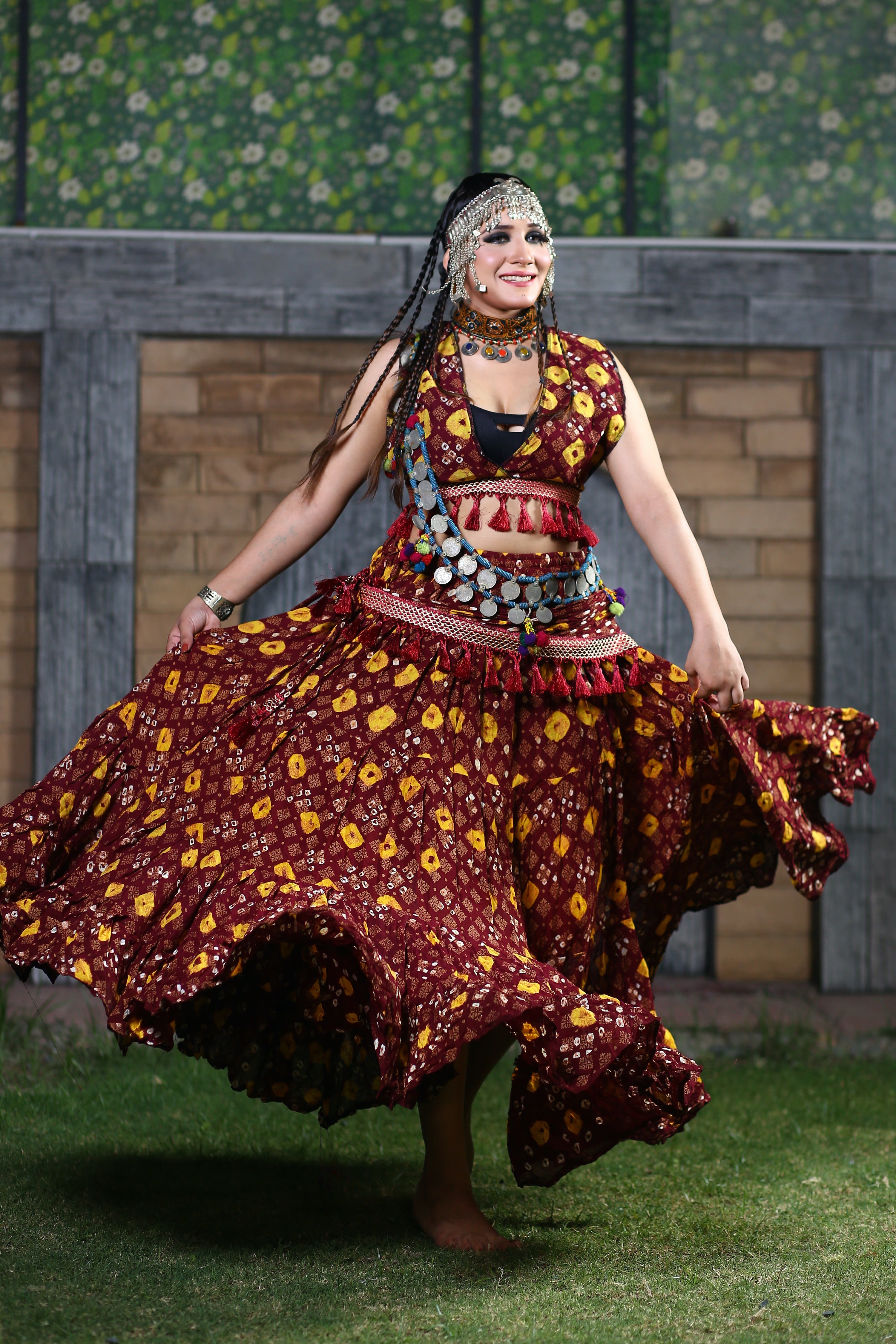 Block print Jaipur Choli/halter top burgundy