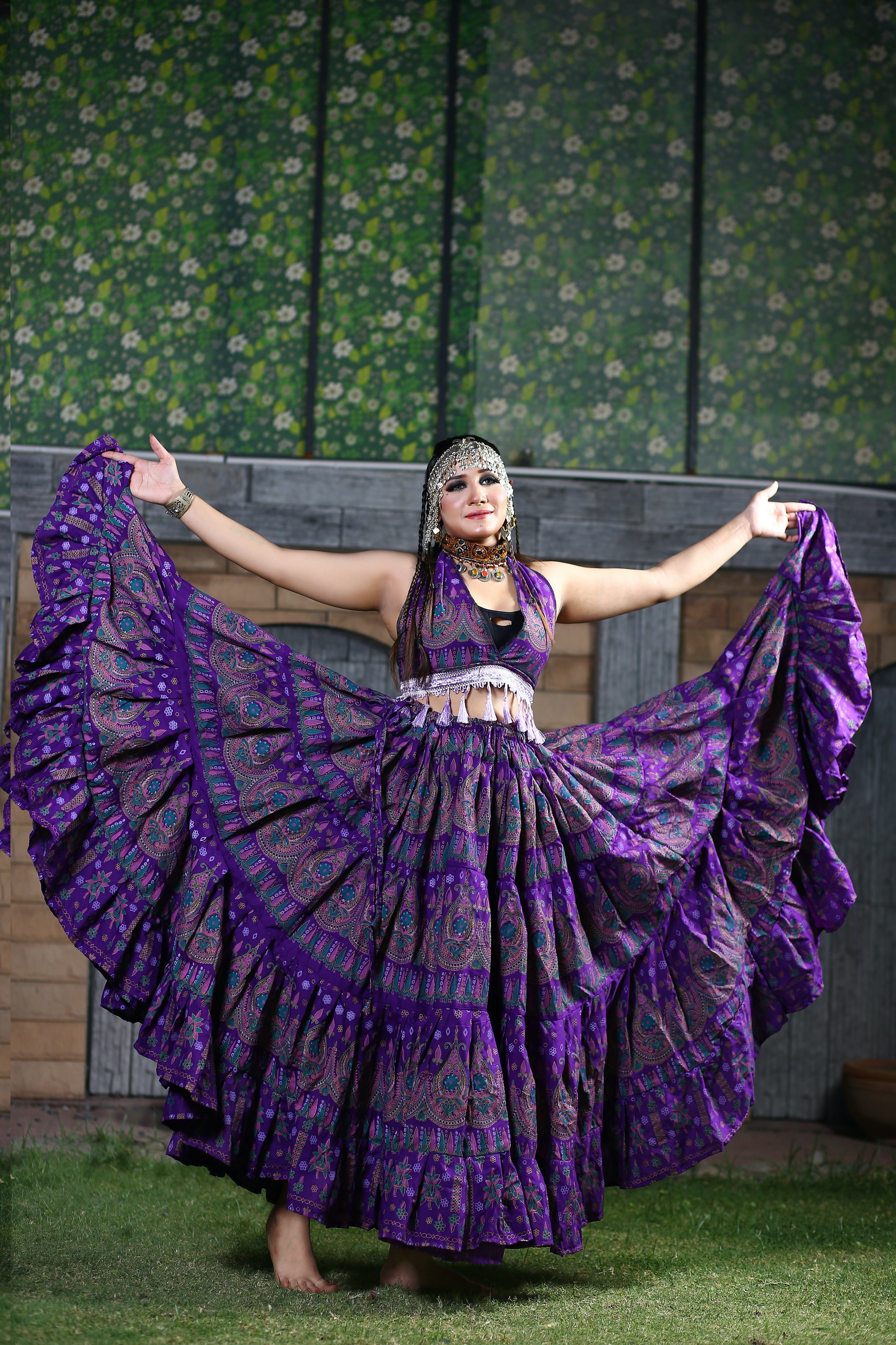 Block print beauty choli/halter top purple WS