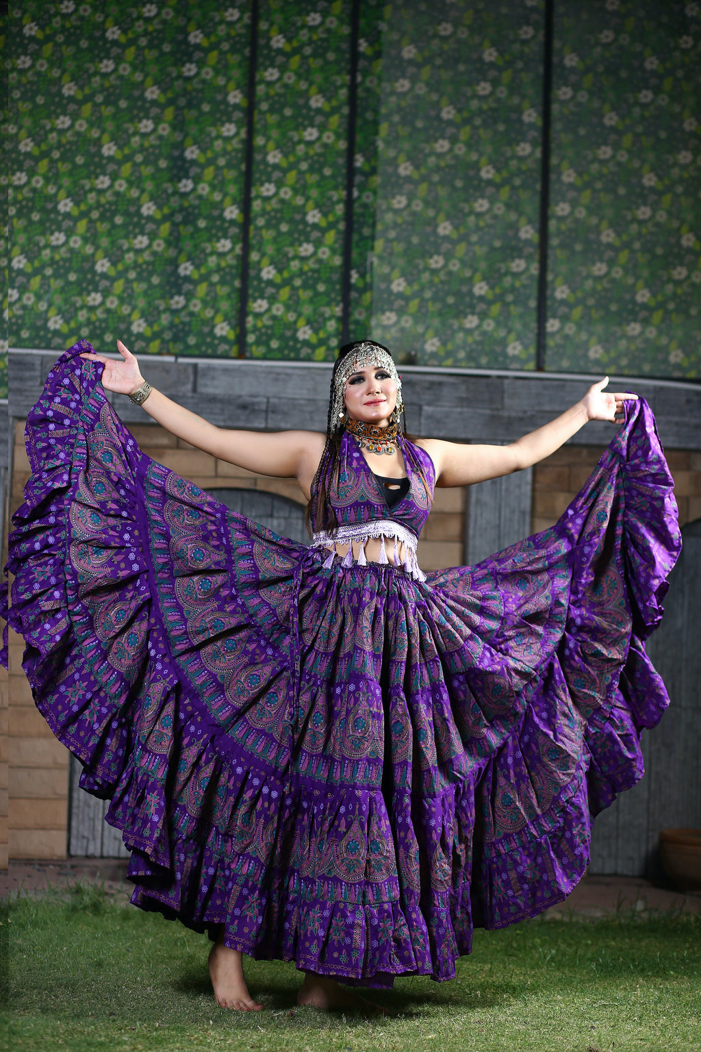 Block print beauty choli/halter top purple