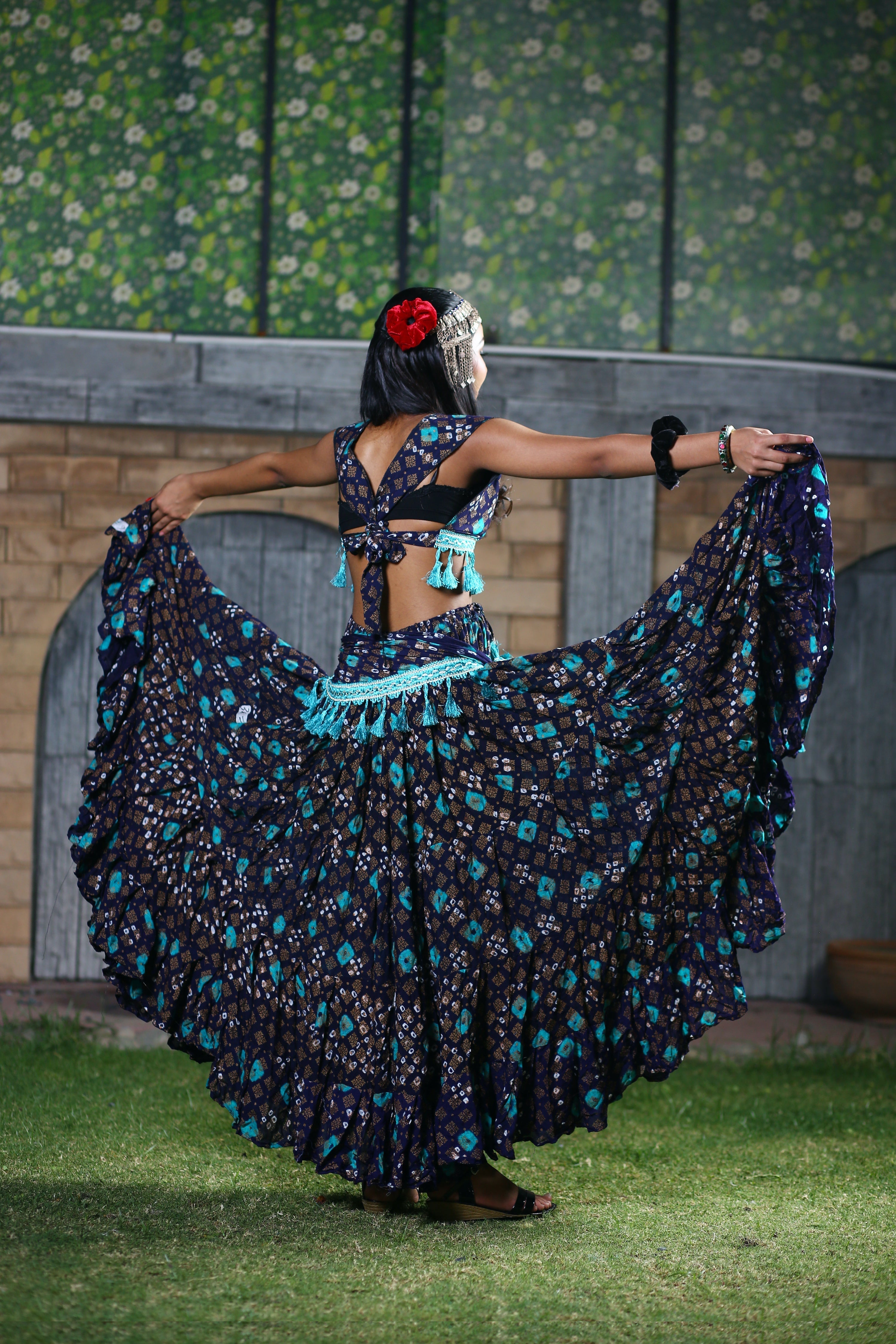 Block print Jaipur Choli/halter top dark blue/turqouise WS
