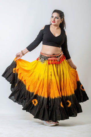 Tye Dye Skirt With Dyed Circle Yellow/Orange/Black WLS