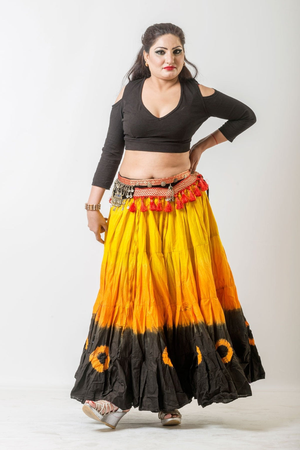 Black drop shoulder Cotton Lycra Choli WS
