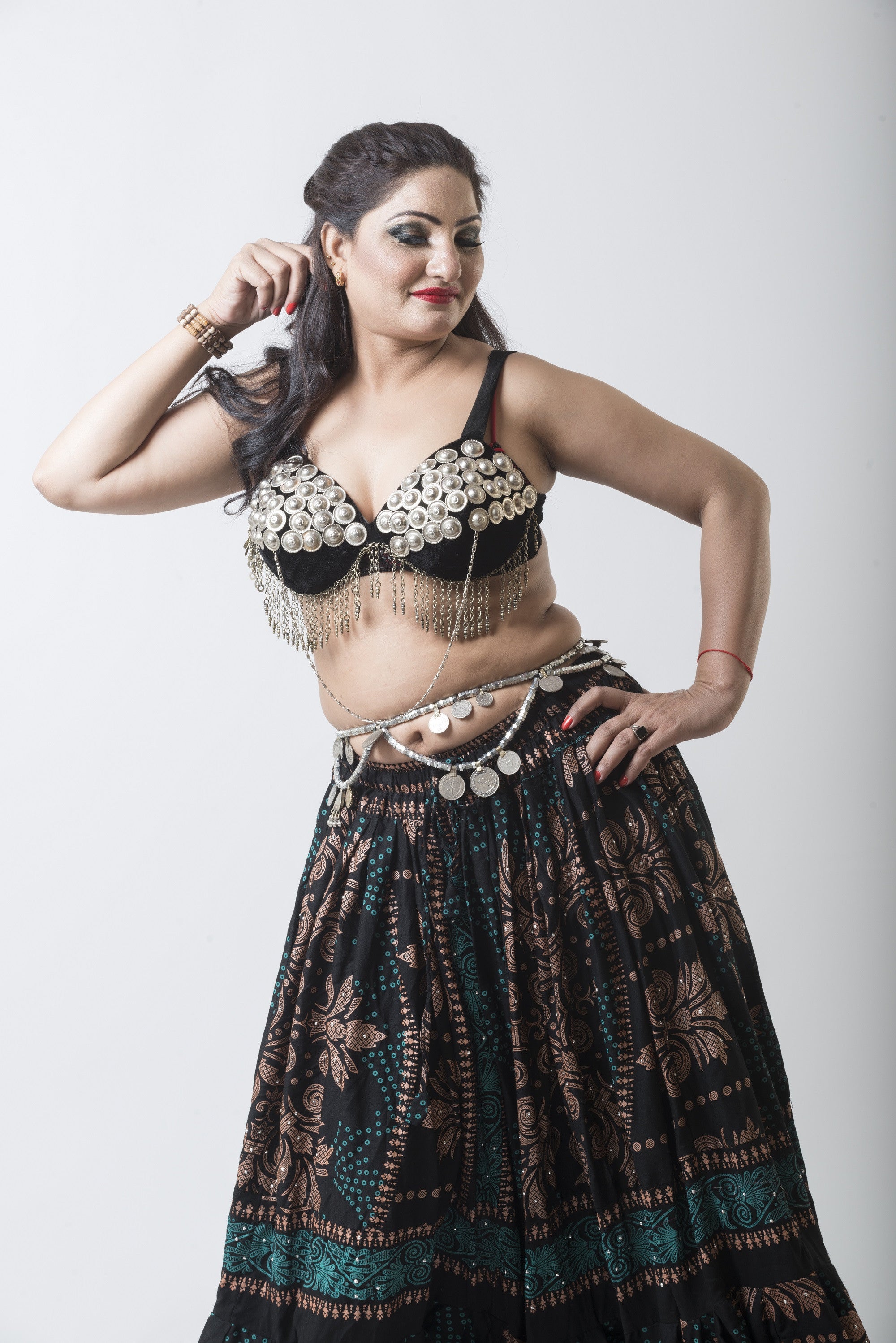 Metal fringe bra belt set
