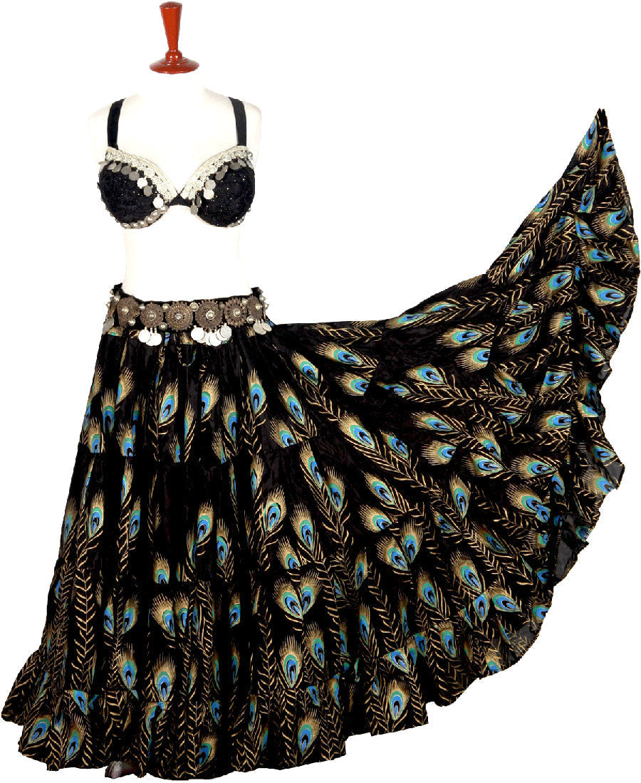 Block print skirt peacock WLS