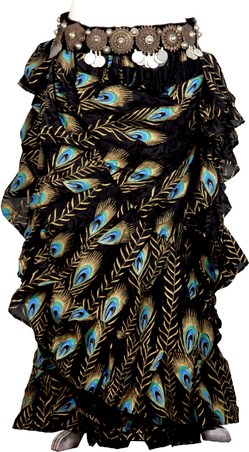 Block print skirt peacock WLS