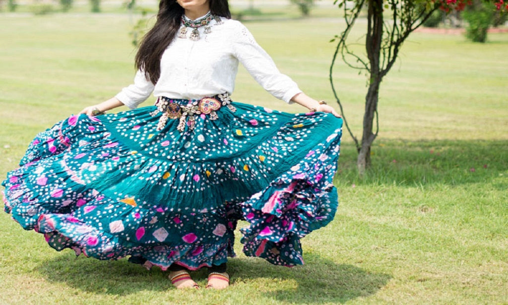 Jaipur multi dot skirt seagreen WLS