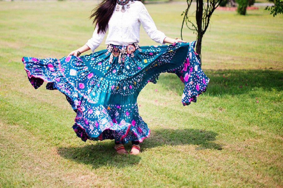 Jaipur multi dot skirt seagreen WLS
