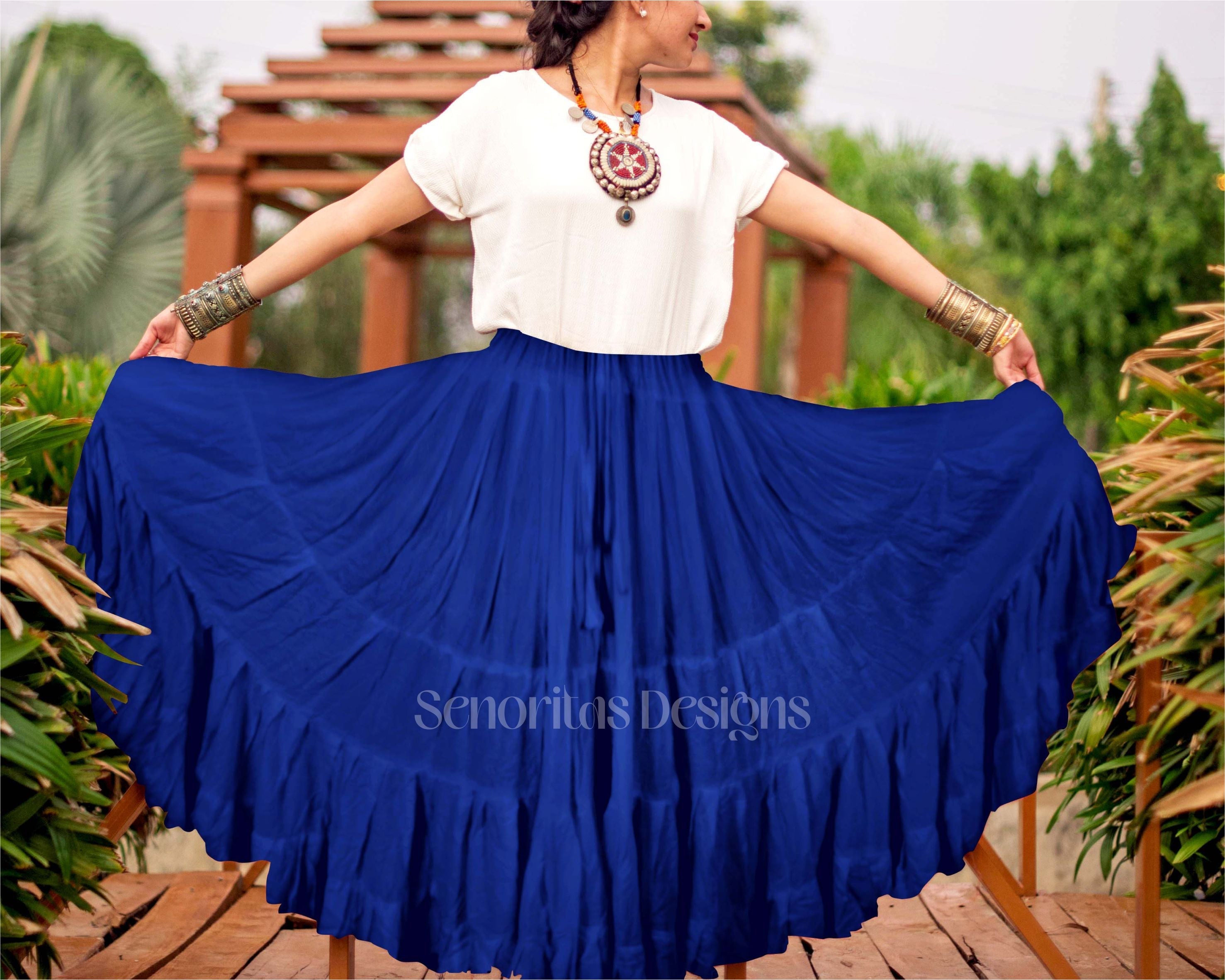 Solid color Skirt dark blue 100% cotton WLS