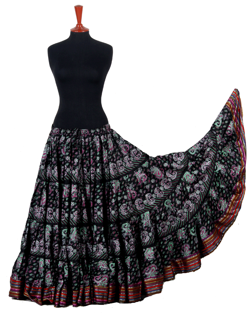 Block print funky paisley skirt with Padma border WLS