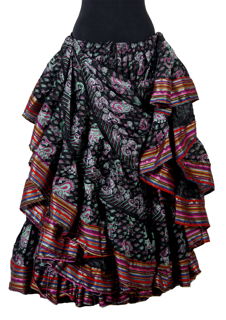 Block print funky paisley skirt with Padma border WLS
