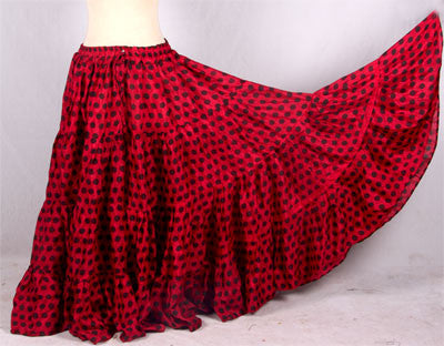 Polka Dot Skirt Block Print Red/Black WLS