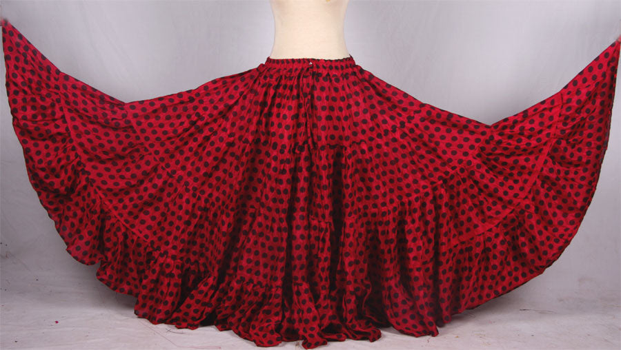 Polka Dot Skirt Block Print Red/Black