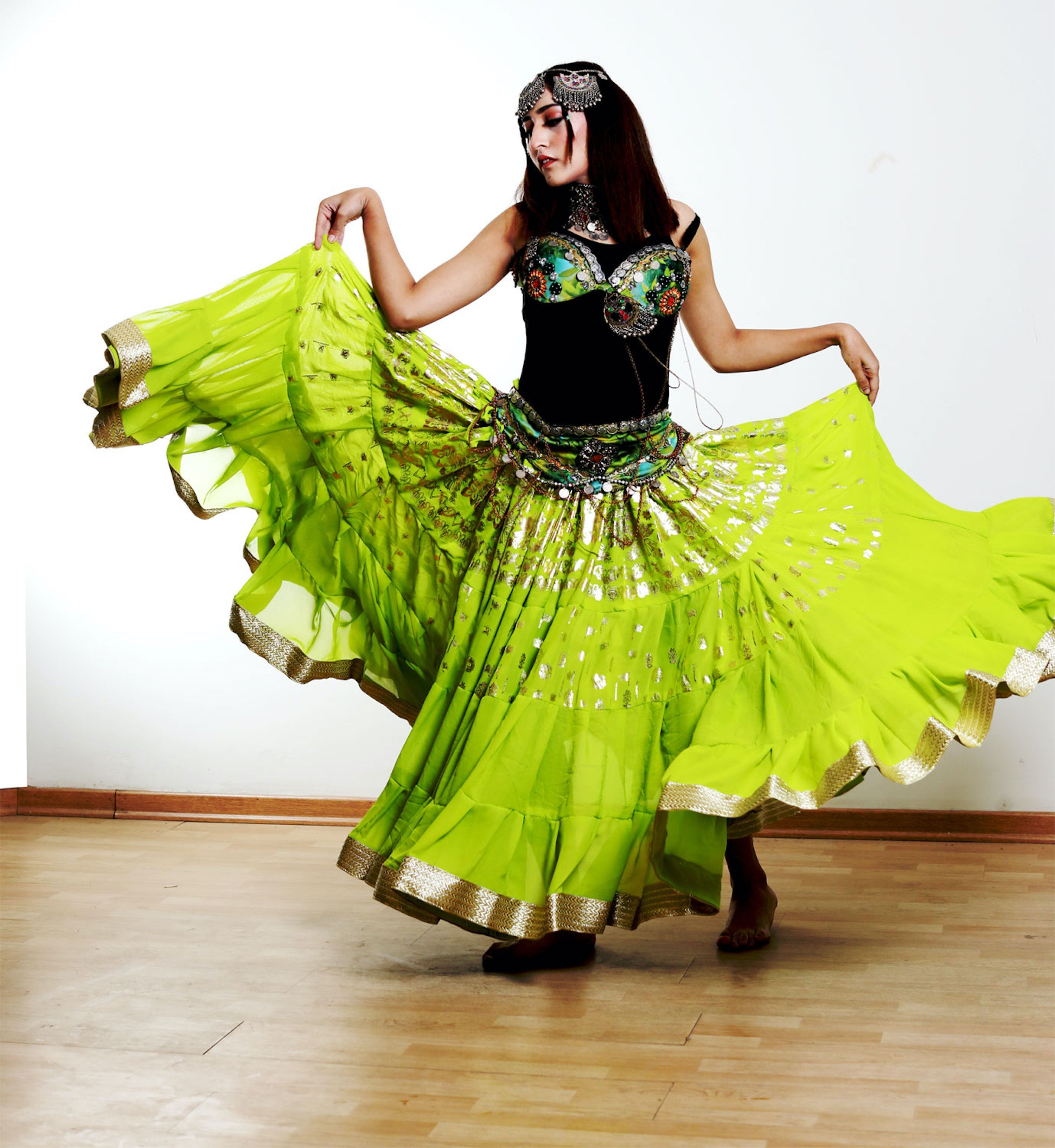 Lime Green banarsi skirt WLS