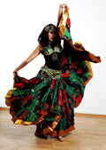 Block print skirt tie dye Beauty 4 Border skirt multi with gold border WLS