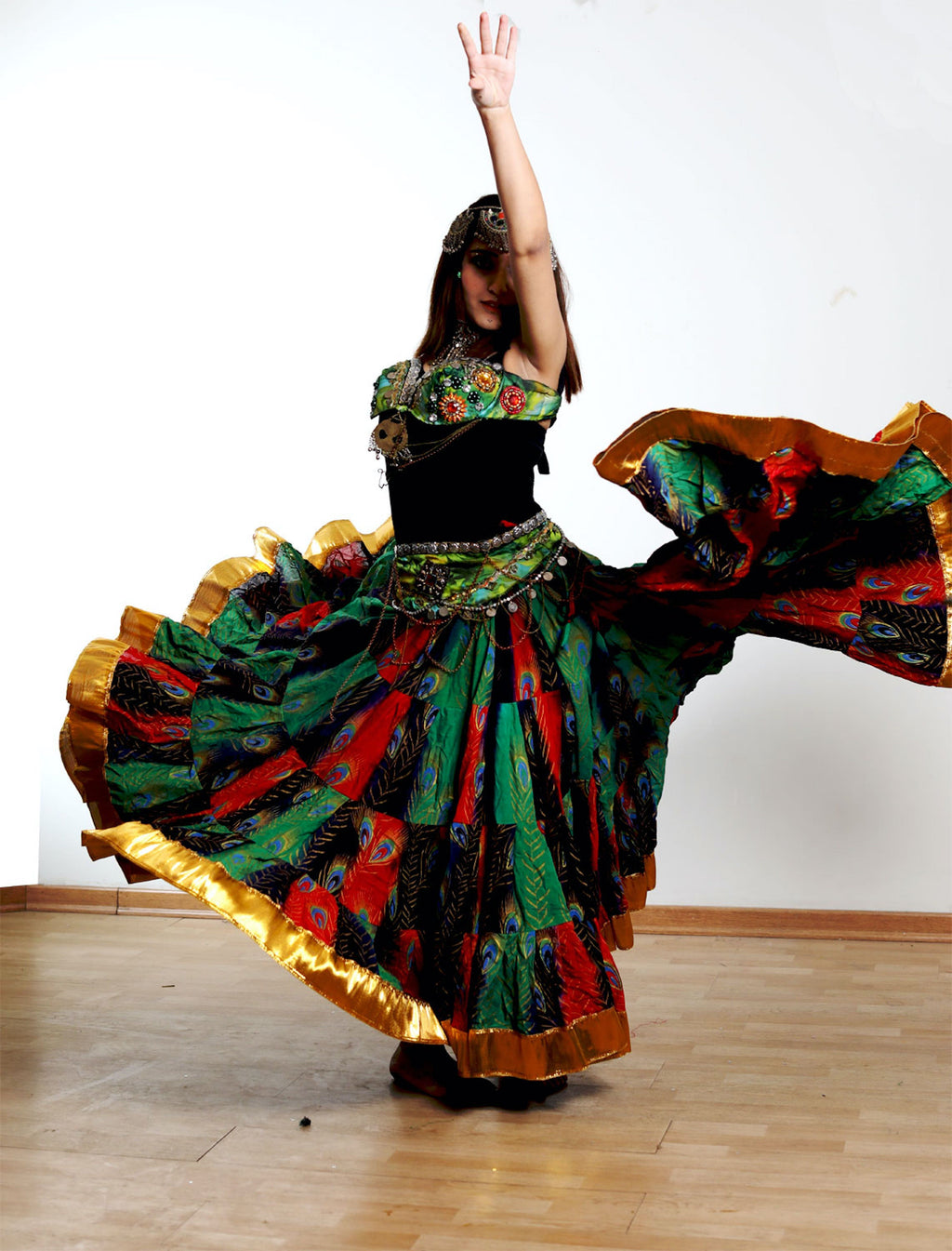 Block print skirt tie dye Beauty 4 Border skirt multi with gold border WLS