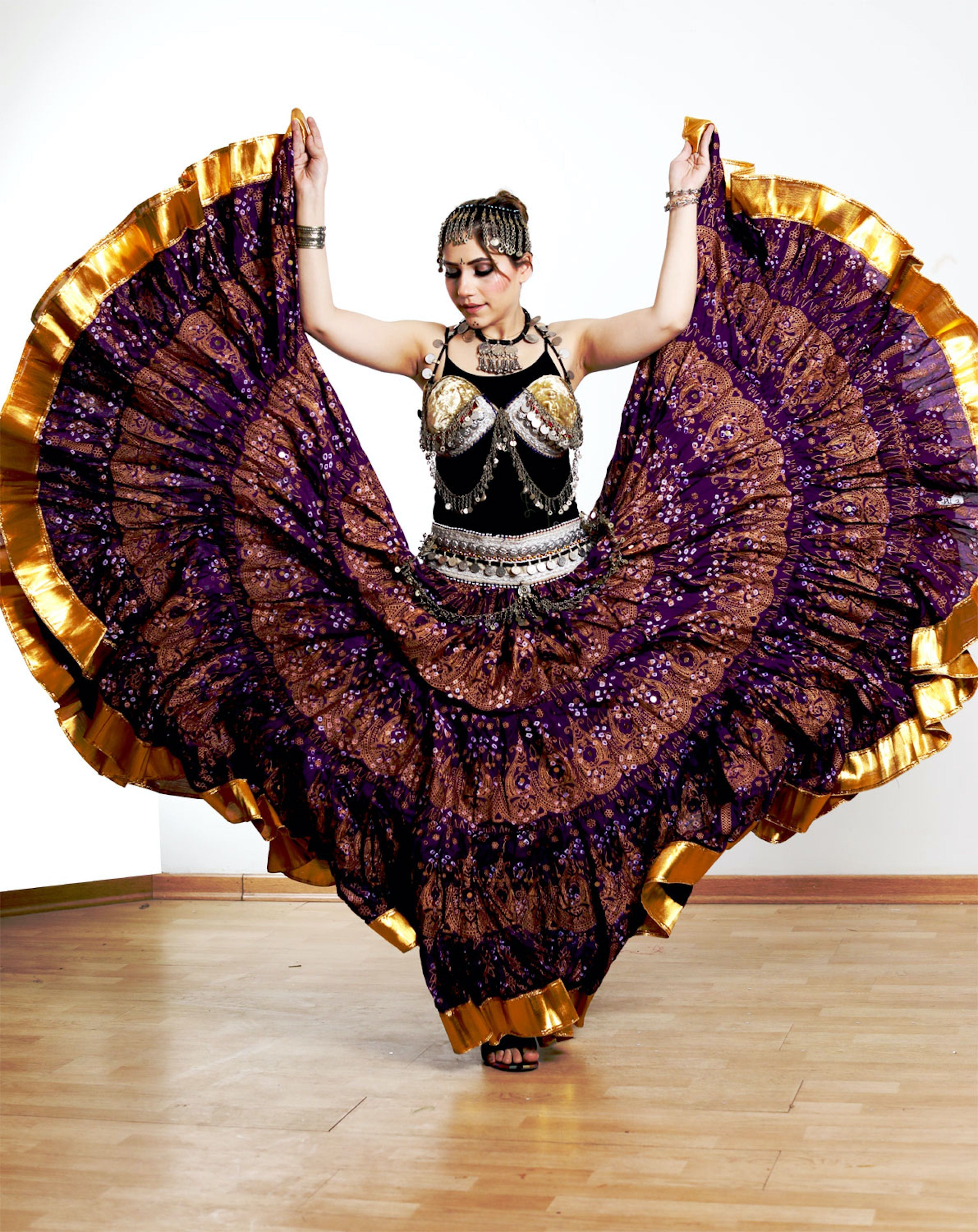 Jaipur beauty skirt purple with gold border WLS