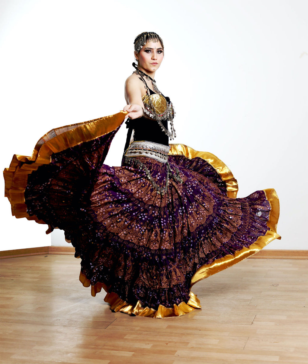 Jaipur beauty skirt purple with gold border WLS