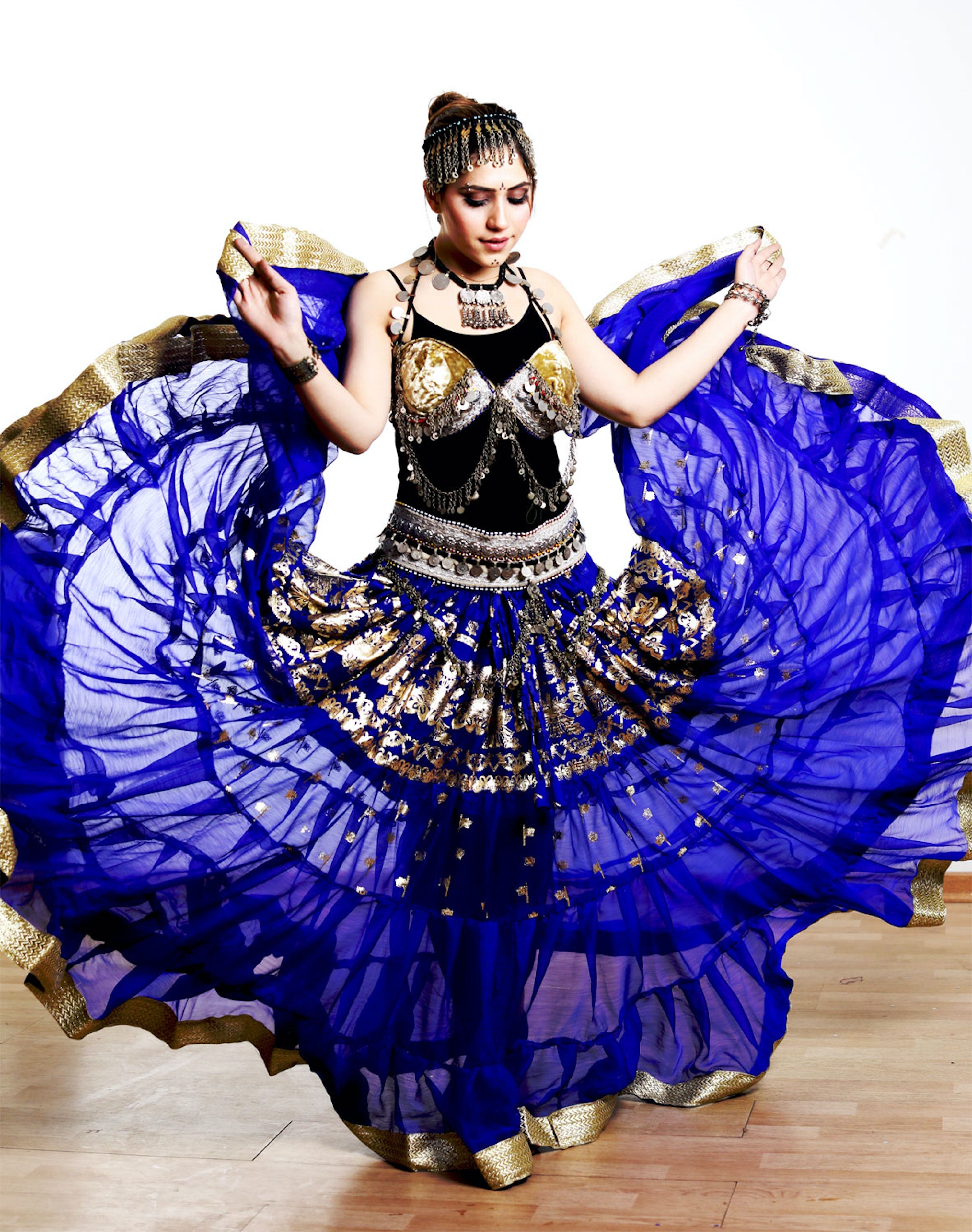 Blue banarsi skirt with gold border WLS