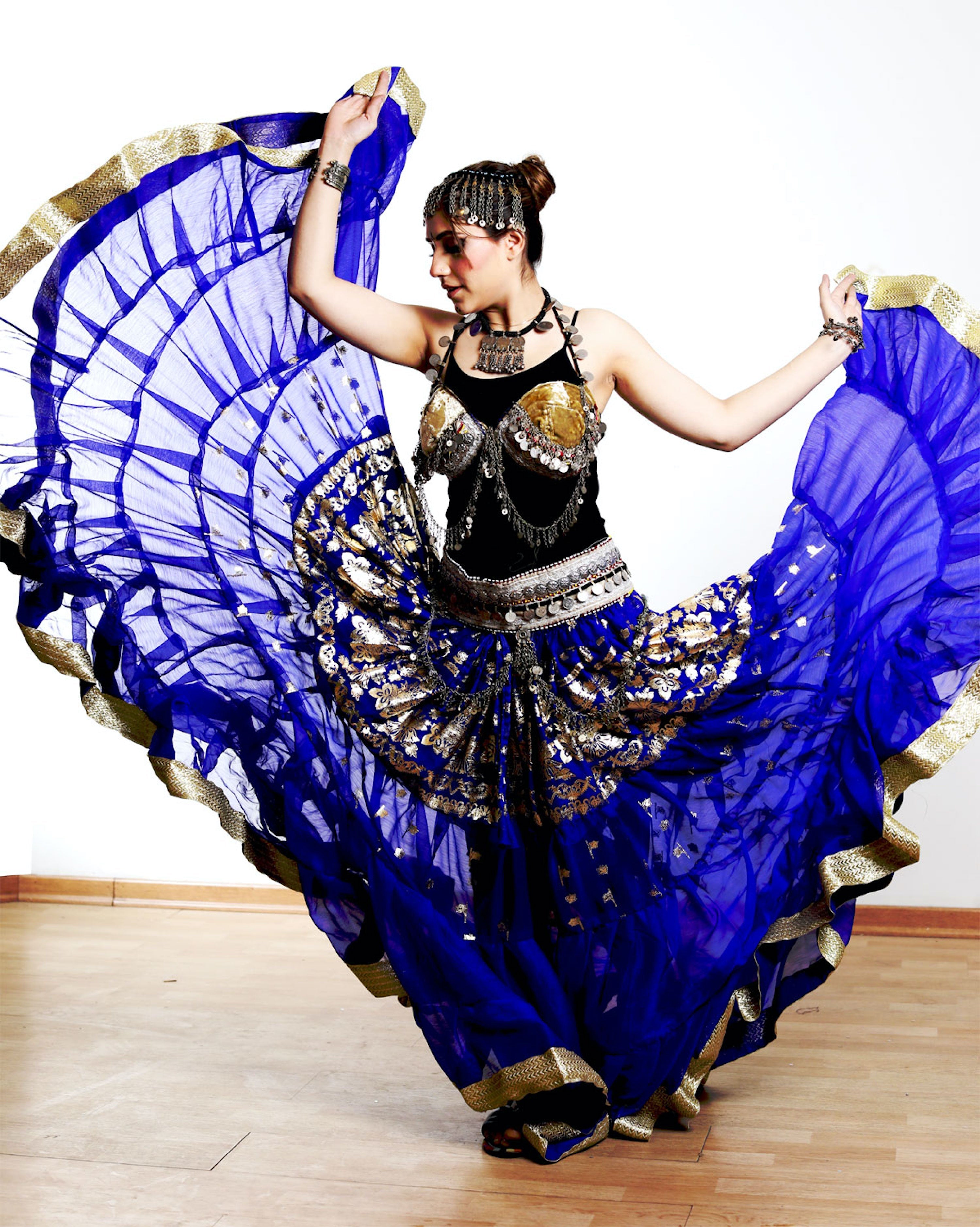 Blue banarsi skirt with gold border WLS