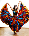 Block print skirt tie dye Beauty 4 Border skirt multi with gold border WLS