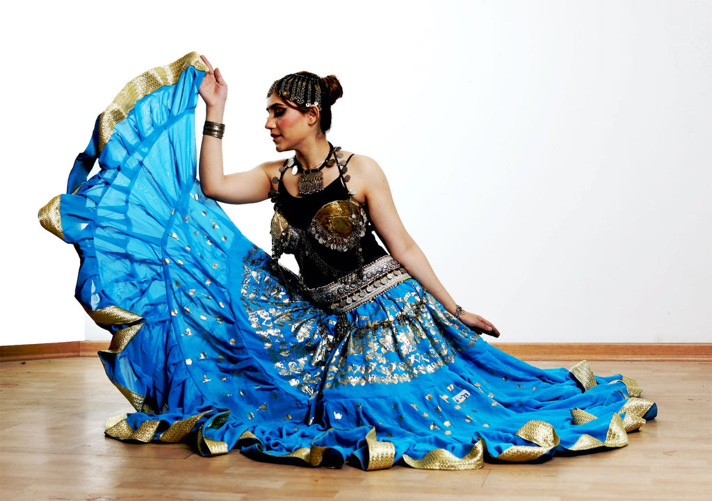 Tribal skirt with gold leafing and gold border WLS