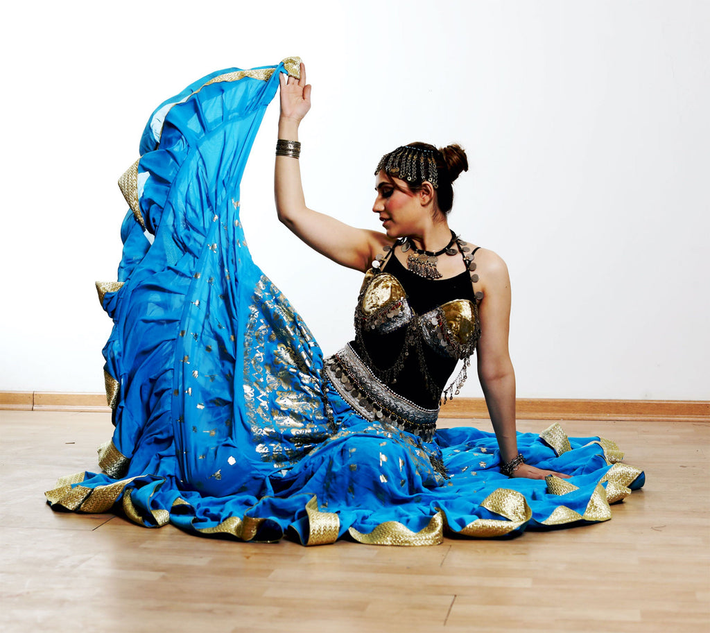 Tribal skirt with gold leafing and gold border WLS
