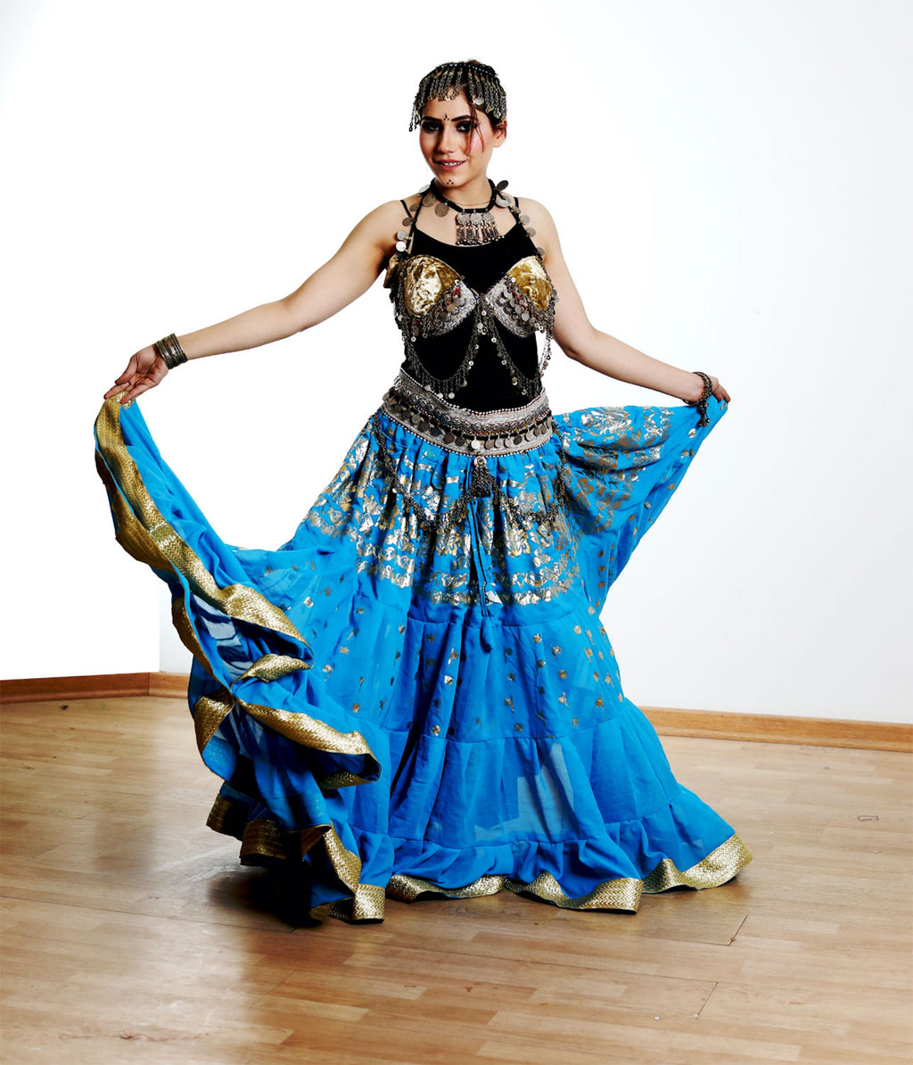 Tribal skirt with gold leafing and gold border WLS