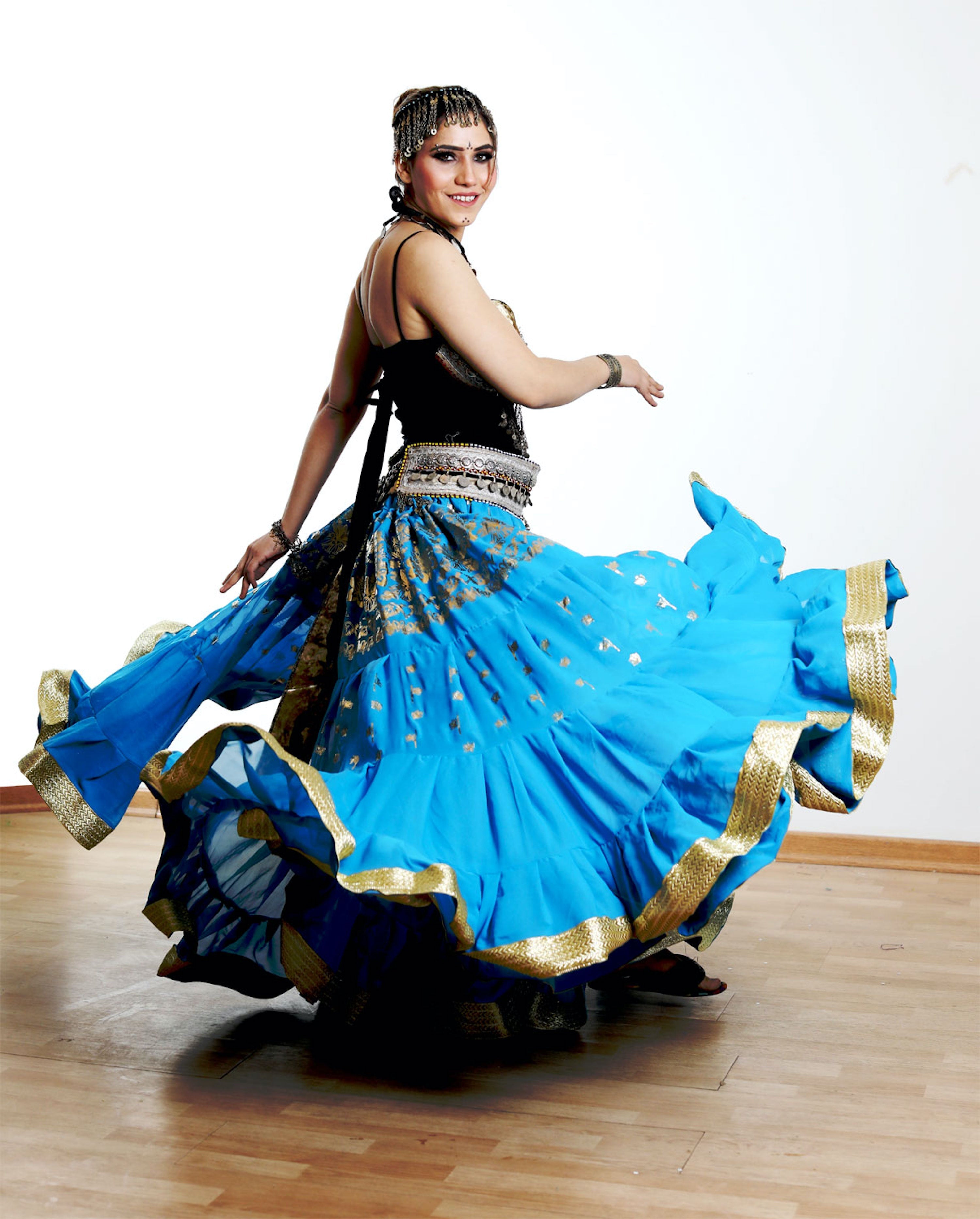 Tribal skirt with gold leafing and gold border WLS