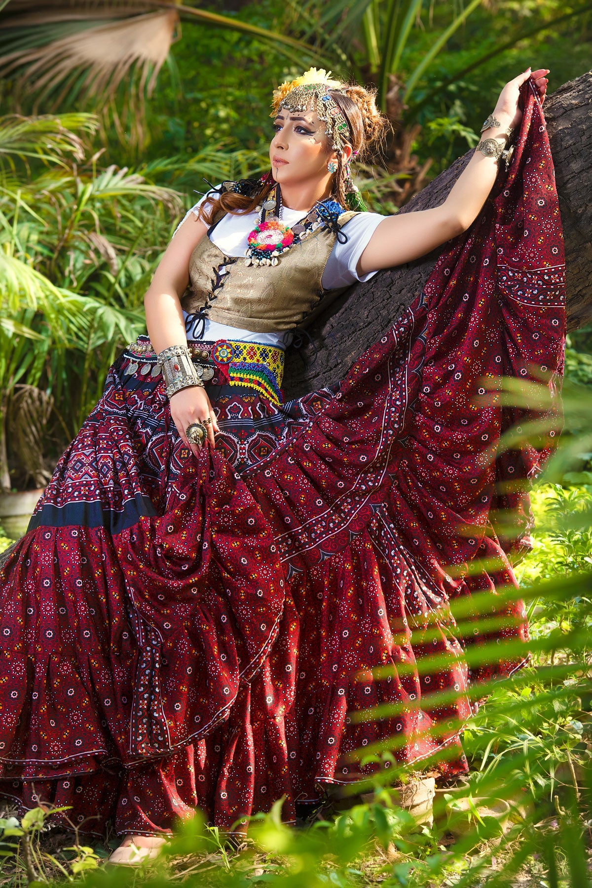 Hyderabadi skirt burgundy