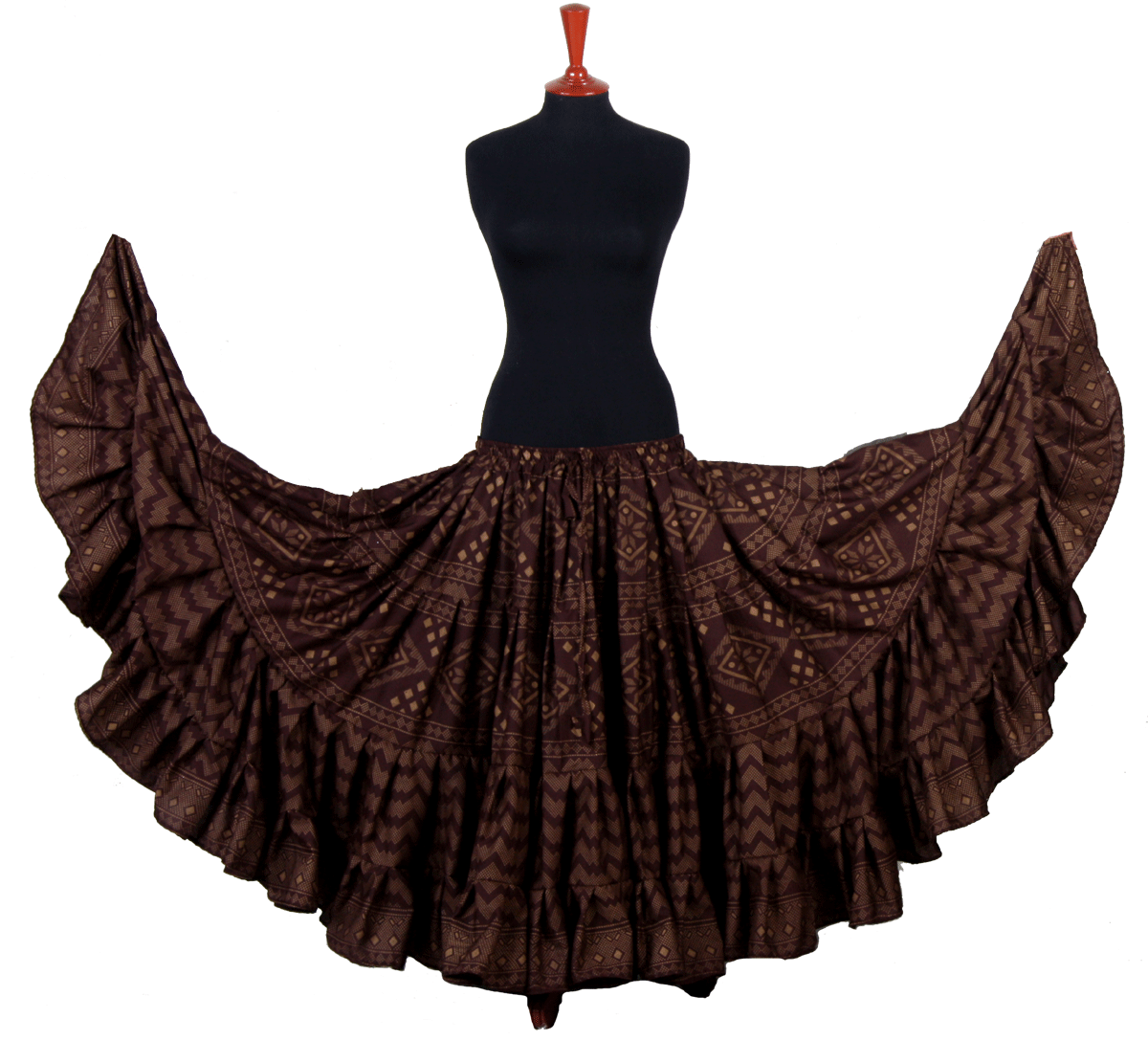 Block print assuit skirt brown/gold in polyester WLS