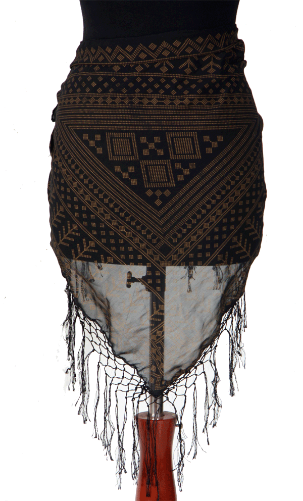 Tribal Assuit Print HipScarf black Gold WS