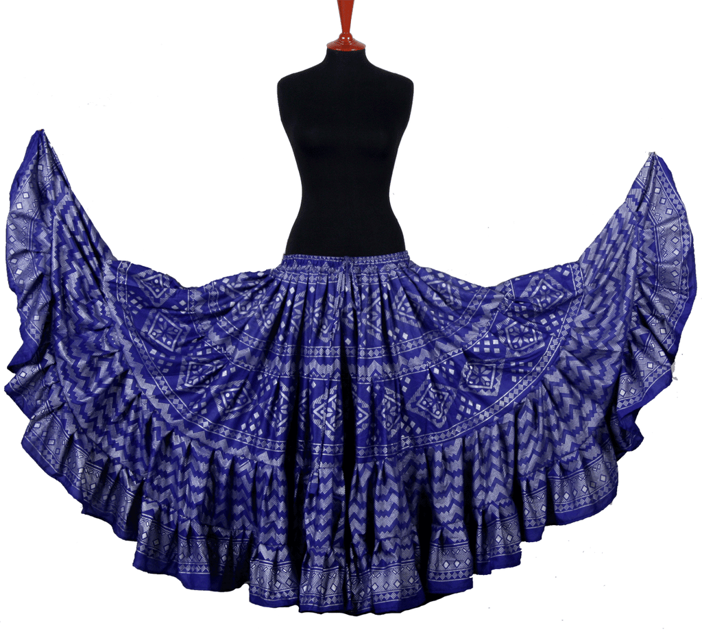 Block print assuit skirt blue/silver in polyester WLS