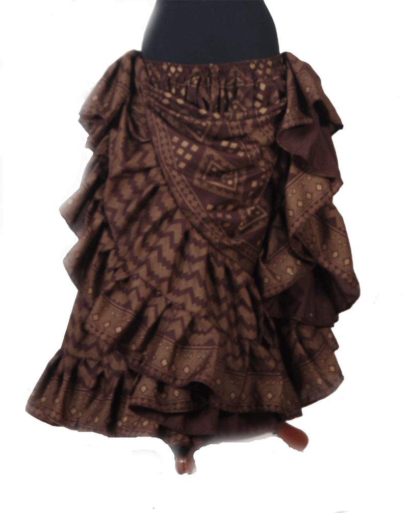 Block print assuit skirt brown/gold in polyester