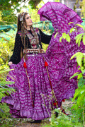 Block print Assuit pattern skirt purple/silver WLS