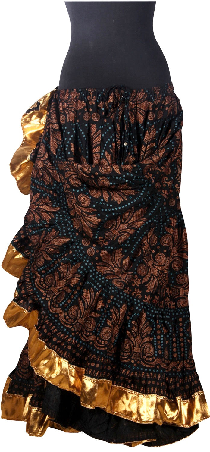 Block print skirt Barock Gold with shiny gold border WLS