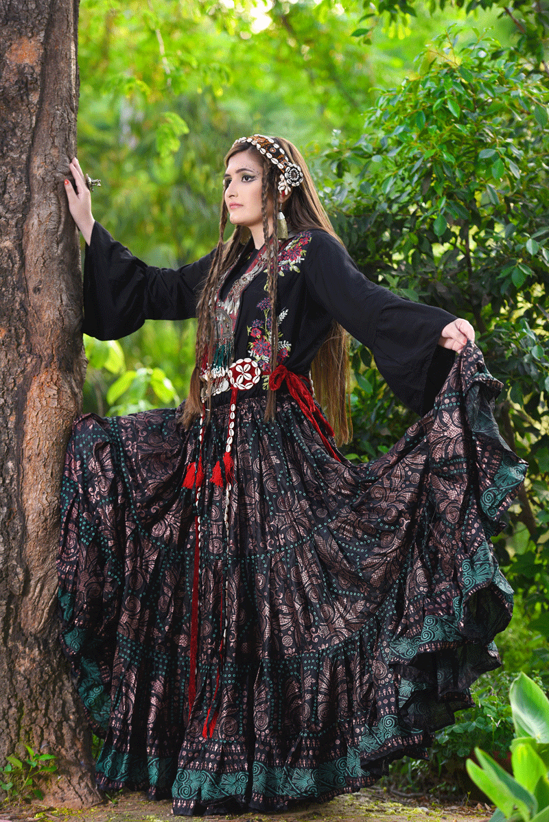 Block print skirt Barock Gold WLS