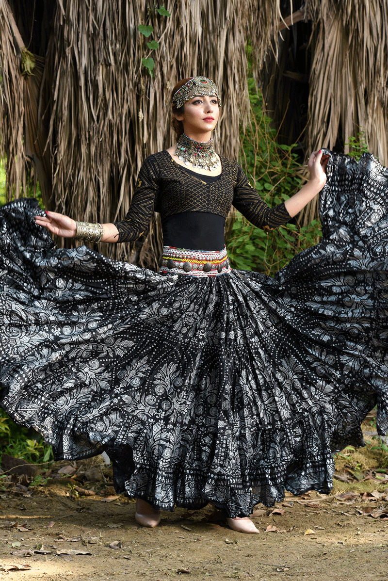 Block print skirt Barock Silver WLS