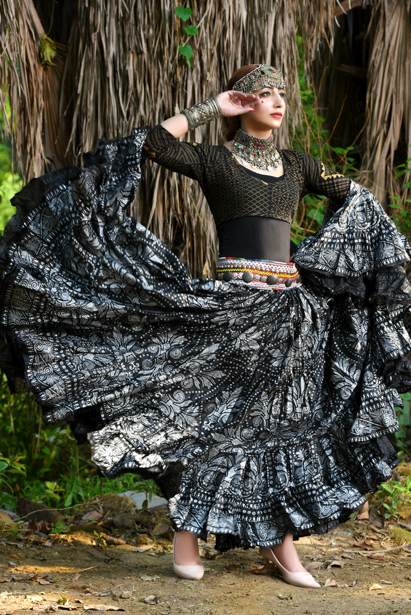 Block print skirt Barock Silver WLS