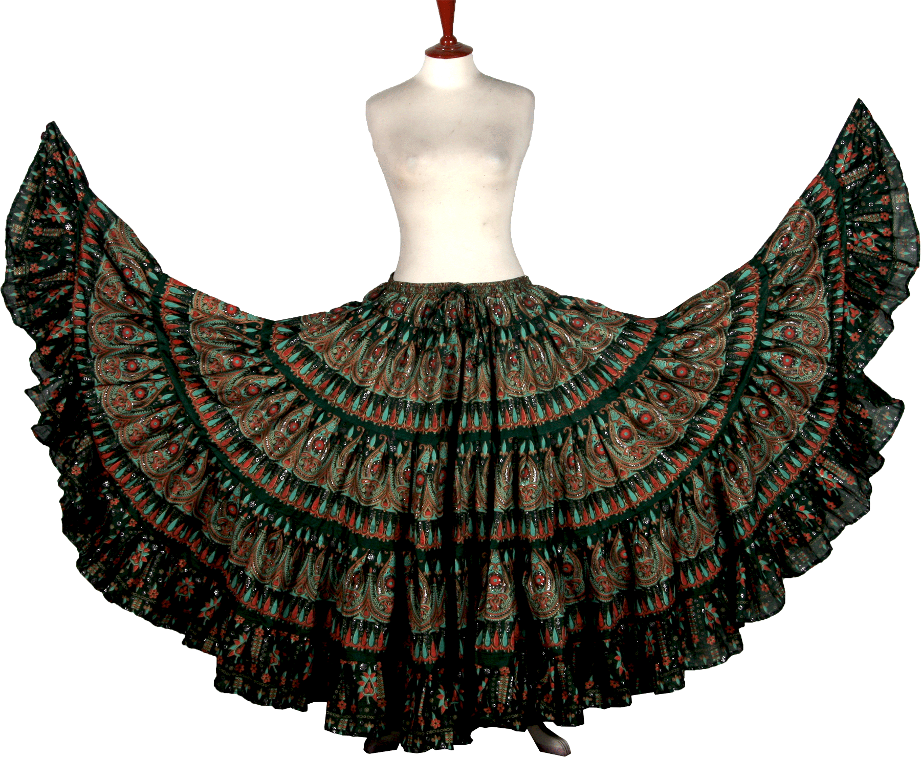 Block print skirt beauty skirt dark green WLS