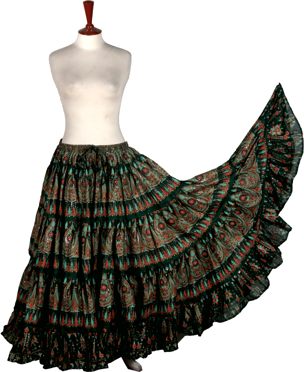 Block print skirt beauty skirt dark green