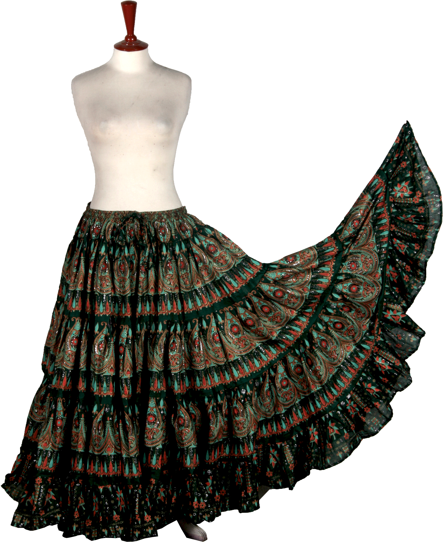 Block print skirt beauty skirt dark green