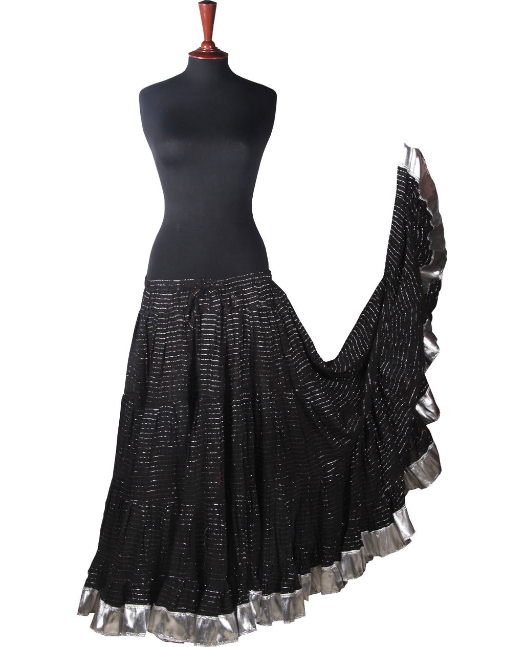 Lurex solid Skirt black with silver border