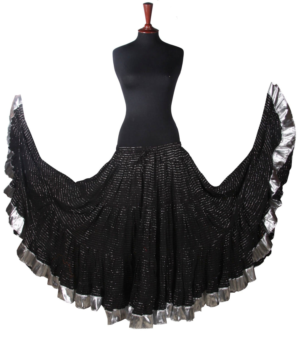 Lurex solid Skirt black with silver border WLS