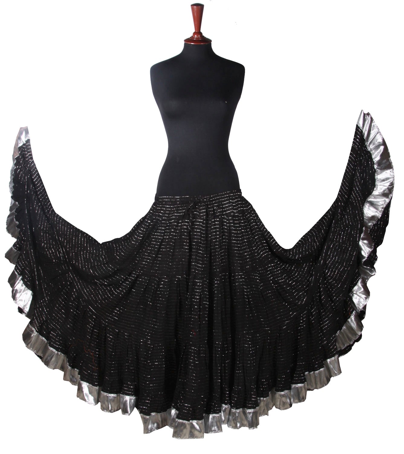 Lurex solid Skirt black with silver border WLS
