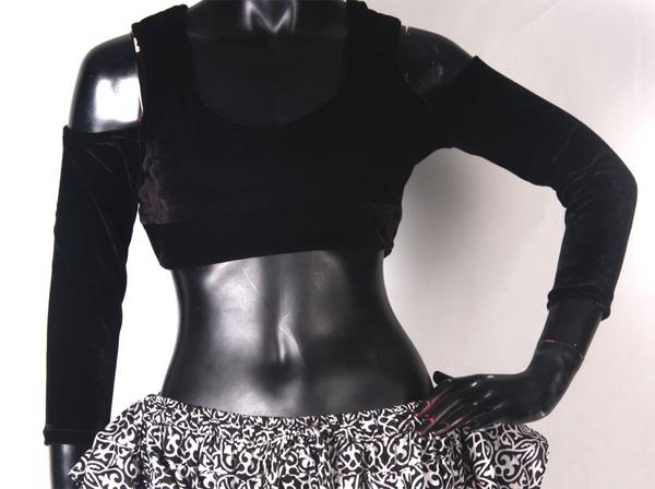 Drop shoulder velvet Choli Black WS