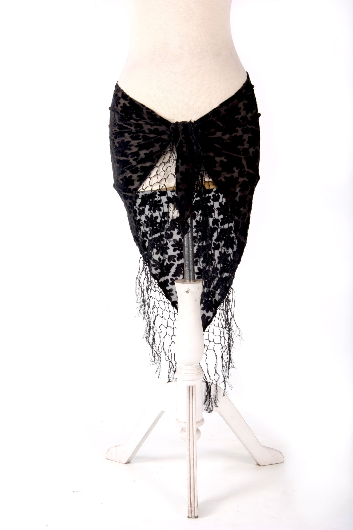 Burnout velvet hip scarf black
