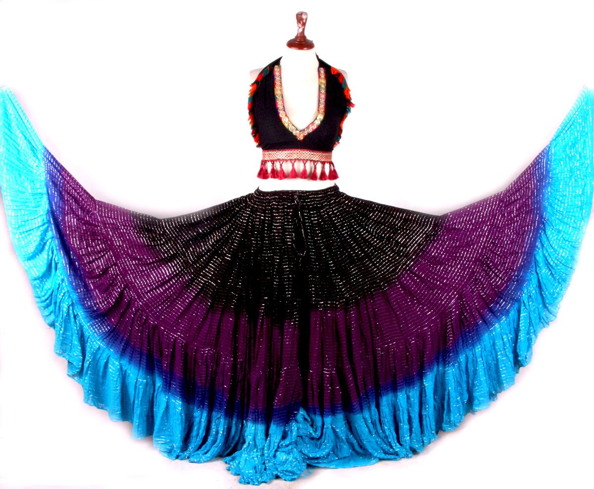 Lurex 3Tone Skirt Black/Purple/Turquoise