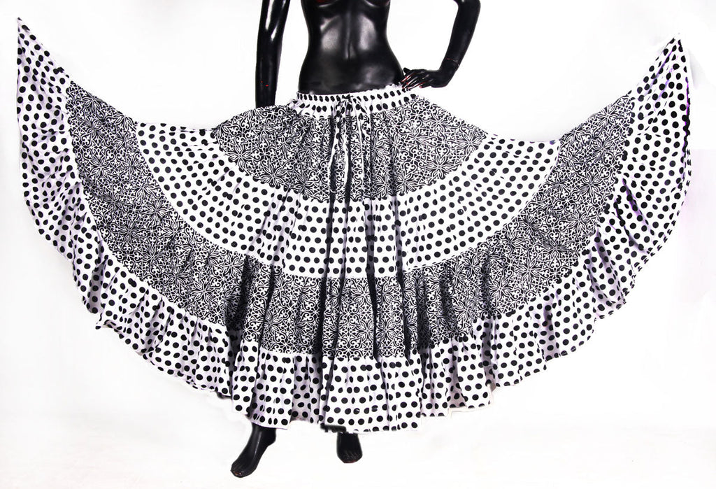 Black/white fusion Block Print skirt 25yards