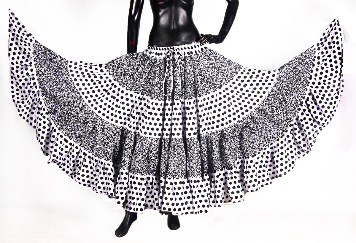Black/white fusion Block Print skirt 25yards